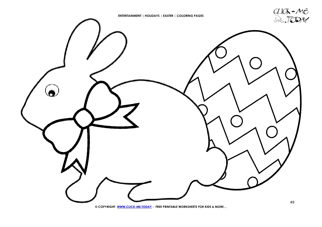 Easter Coloring Page: 49 Easter bunnie and detailed egg